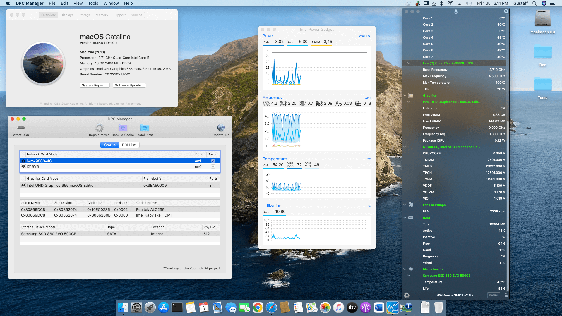 Success Hackintosh macOS Catalina 10.15.5 Build 19F101 in Intel NUC Kit NUC8i7BEH